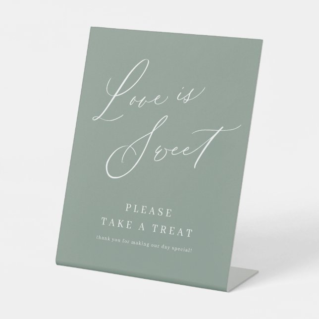Signe De Table Sage vert script moderne mariage amour est doux (Recto)