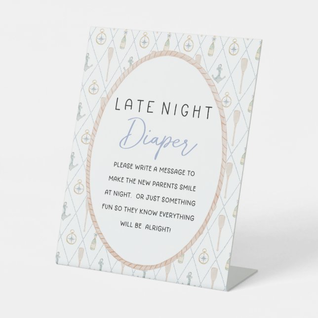 Signe De Table Sailboat Baby Shower Games - Late Night Diaper (Recto)