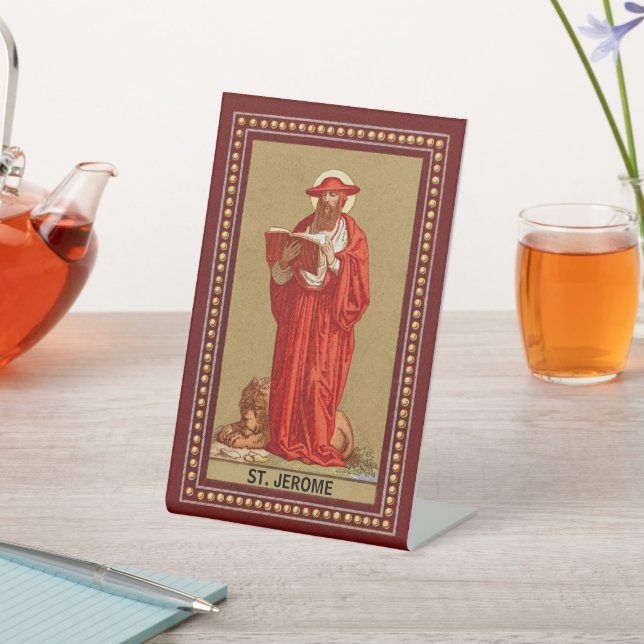 Signe De Table Saint Jérôme, cardinal avec Lion (P 004) (In SItu)