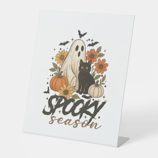 Signe De Table Saison éffrayante Ghost Retro Éffrayant Halloween  (Recto)
