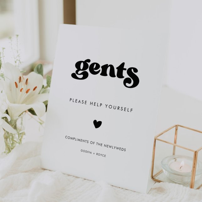 Signe De Table Salle de bain élégante Retro Noir & Blanc (Créateur téléchargé)