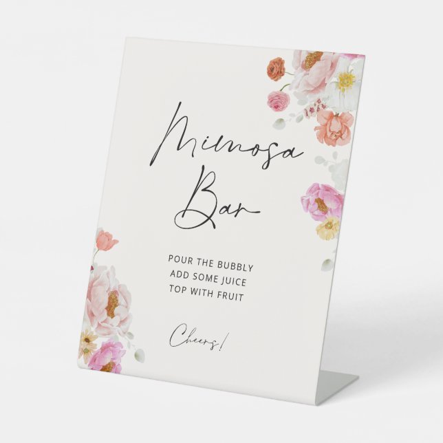 Signe De Table Salle de fête de mariage bar à Mimosa florale colo (Recto)