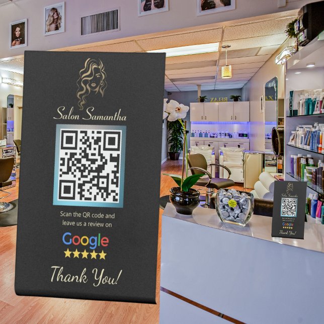 Signe De Table Salon Black Google Revue Pedestal Stand (Créateur téléchargé)