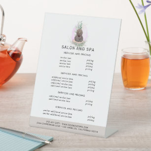 Signe De Table Salon d'aquarelle   Liste de prix du menu Écriteau