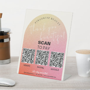 Signe De Table Salon de beauté parties scintillant QR Code sans c