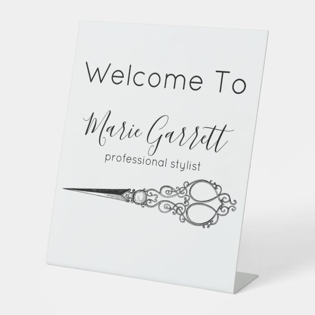 Signe De Table Salon de ciseaux vintages (Recto)