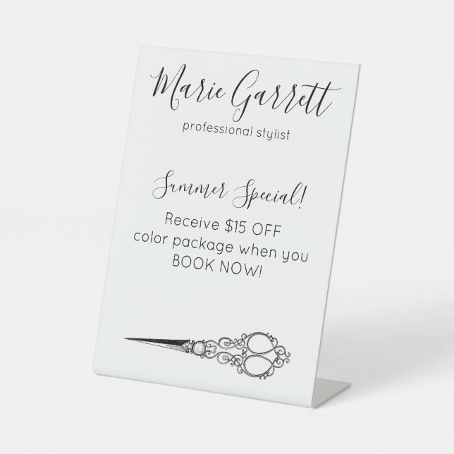 Signe De Table Salon de ciseaux vintages (Recto)