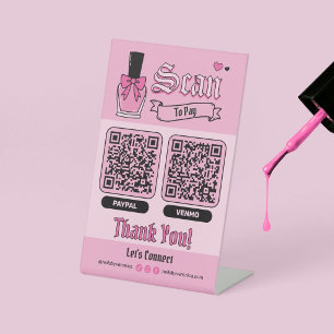 Signe De Table Salon de manucure gothique rose, double scan pour