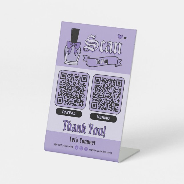 Signe De Table Salon de Manucure Gothique Violet Balayage Double  (Recto)