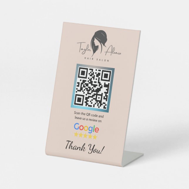 Signe De Table Salon des cheveux blush Google Review Stand Modèle (Recto)