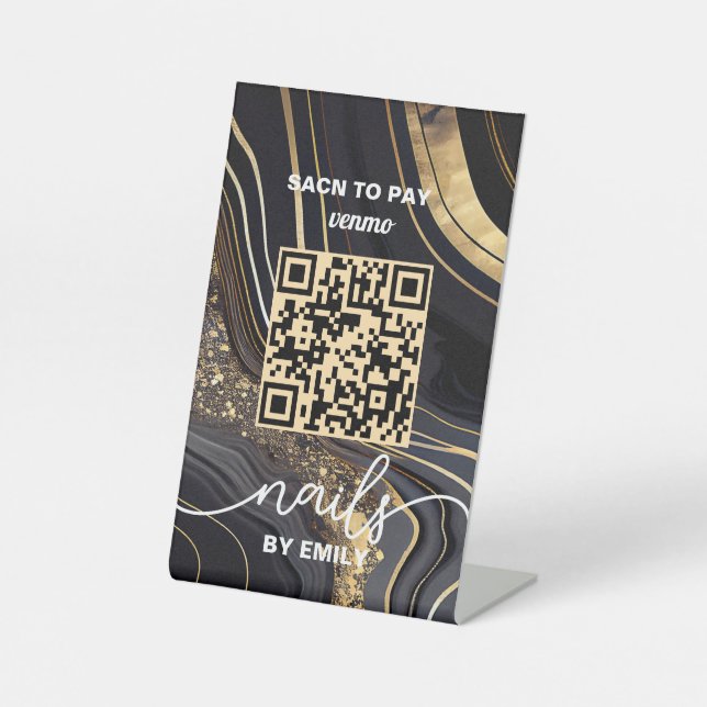 Signe De Table Salon Nail Venmo QR Code paiement | Analyser pour  (Recto)