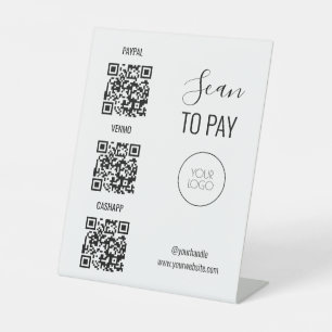 Signe De Table Salon noir et blanc QR Code numérisation pour paye