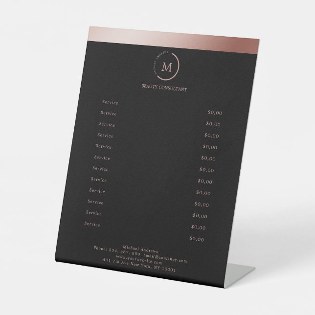 Signe De Table Salon Rosegold Brown (Recto)