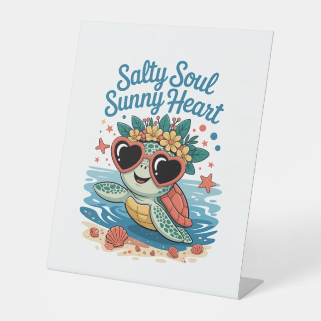 Signe De Table Salty Soul Sunny Heart Turtle Été (Recto)