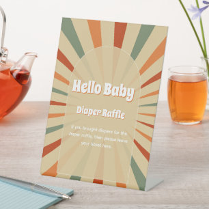 Signe De Table Salut Bébé Rétro 70's Baby Shower Cadeau de Couche