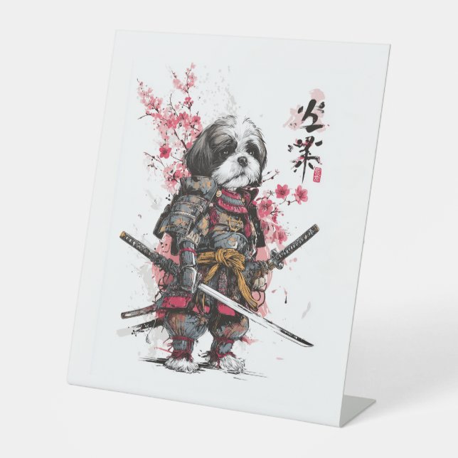 Signe De Table Samurai Shih Tzu - Chien de guerrier épique (Recto)
