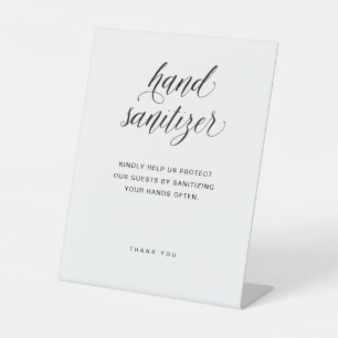 Signe De Table Sanitizer à la main Élégant Mariage de typographi