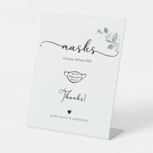Signe De Table Sanitizer Station Calligraphie Mariage Green