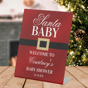Signe De Table Santa Baby Bienvenue à la Baby Shower de Noël