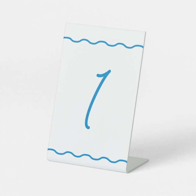 Signe De Table Sapphire Wavy Retro Mariage Numéro de table (Recto)