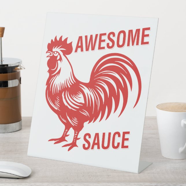Signe De Table Sauce Géniale Coq Drôle (In SItu)