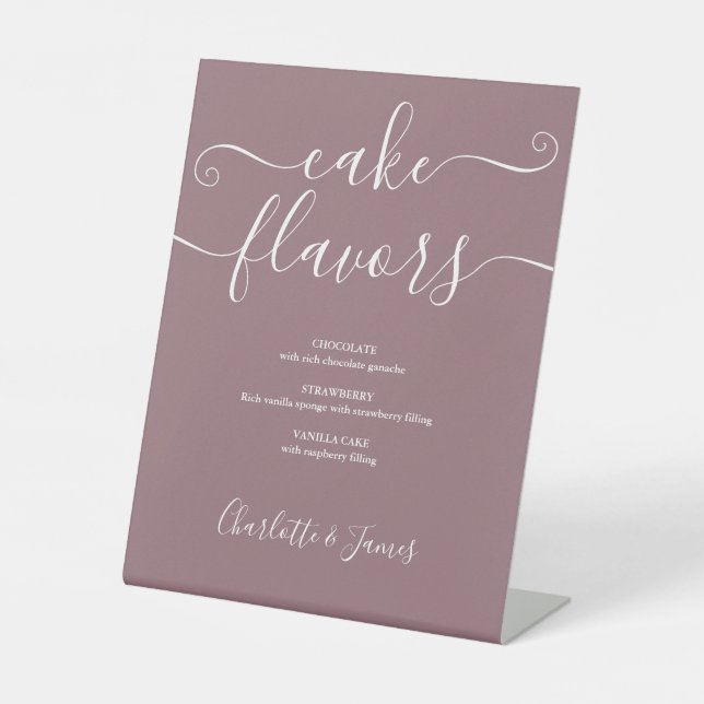 Signe De Table Saveurs de gâteau script signature mauve (Recto)