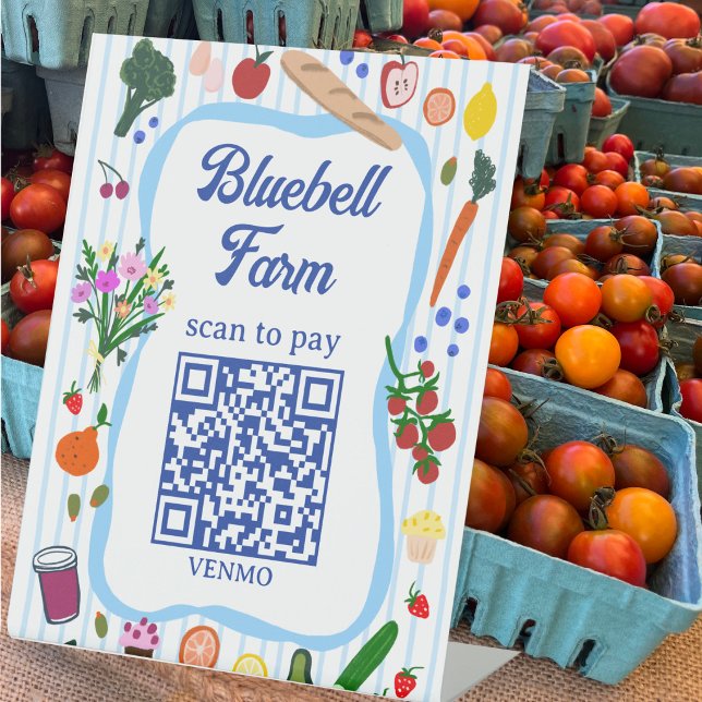 Signe De Table SCAN POUR PAYER QR Marché des agriculteurs Stand d (SCAN TO PAY QR Code Farmers Market Farm Stand CUSTOM Pedestal Sign
)