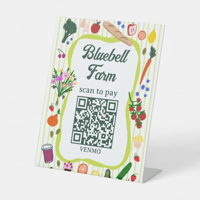 Signe De Table SCAN POUR PAYER QR Marché des agriculteurs Stand d (Recto)