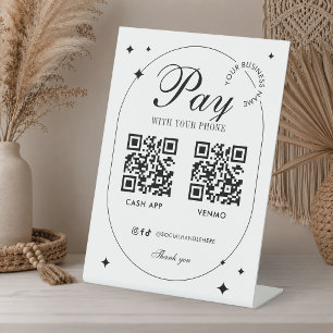 Signe De Table Scan To Pay 2 codes QR tendance minimaliste pour l