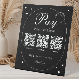 Signe De Table Scan To Pay 3 codes QR Simple Minimaliste pour les
