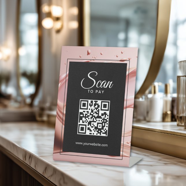 Signe De Table Scan To Pay Business QR Code  (Scan To Pay Business QR Code Pedestal Sign)
