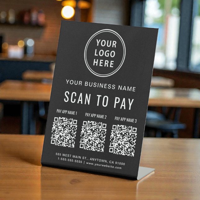Signe De Table Scan to Pay QR Codes Tabletop (Scan to Pay QR Codes Tabletop Pedestal Sign)