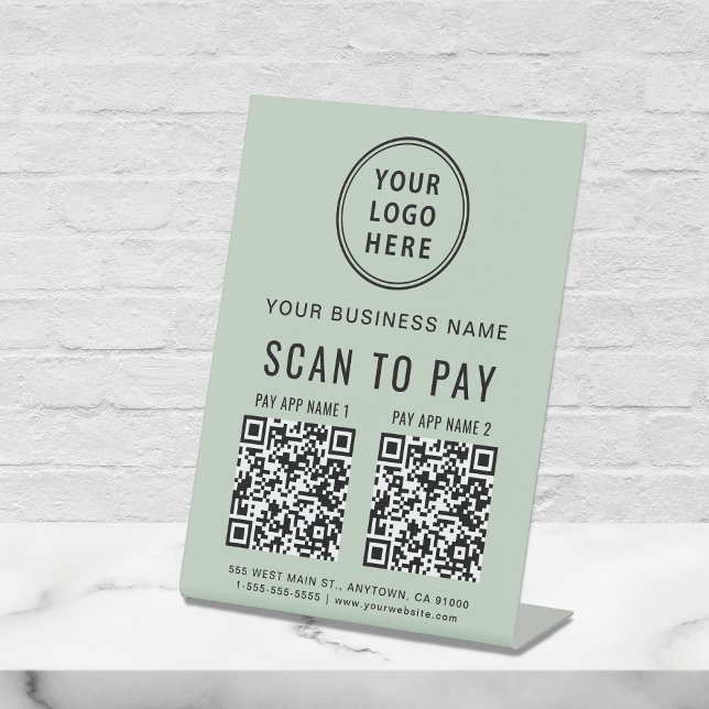Signe De Table Scanner pour Payer 2 Codes QR Logo d'entreprise Sa (Créateur téléchargé)