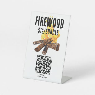 Signe De Table SCANNER POUR PAYER Bois de chauffage à vendre QR C
