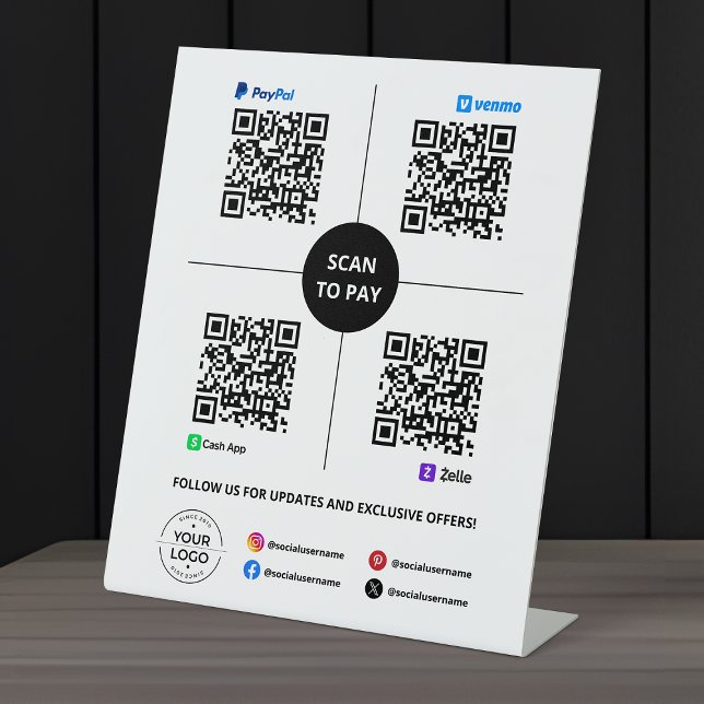 Signe De Table Scanner pour payer Code QR PayPal, Venmo, Cash App (Créateur téléchargé)