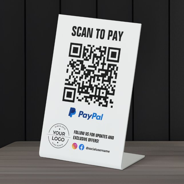 Signe De Table Scanner pour payer Code QR Sign PayPal (Créateur téléchargé)