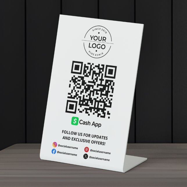 Signe De Table Scanner pour payer le code QR de Cash App (Créateur téléchargé)