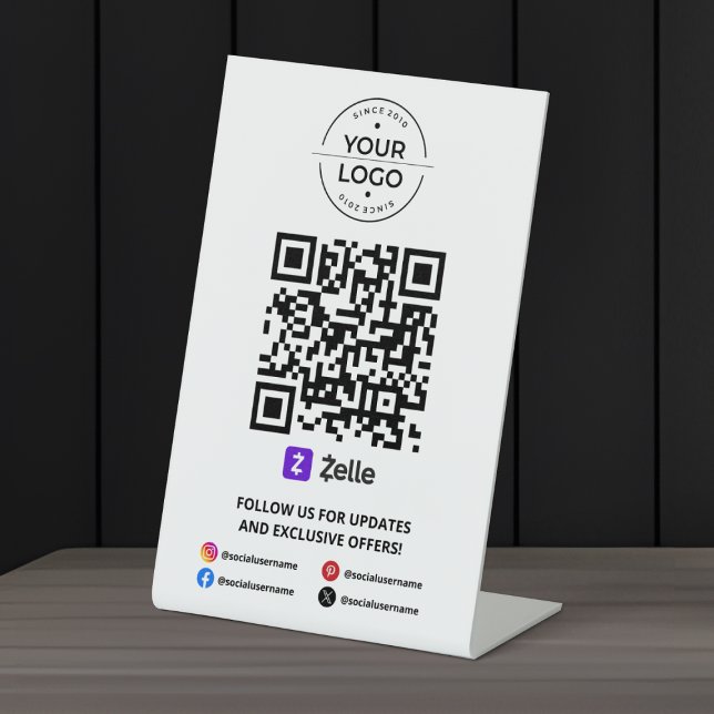 Signe De Table Scanner pour payer le code QR Zelle (Créateur téléchargé)
