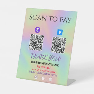 Signe De Table Scanner pour payer le code QR Zelle Venmo