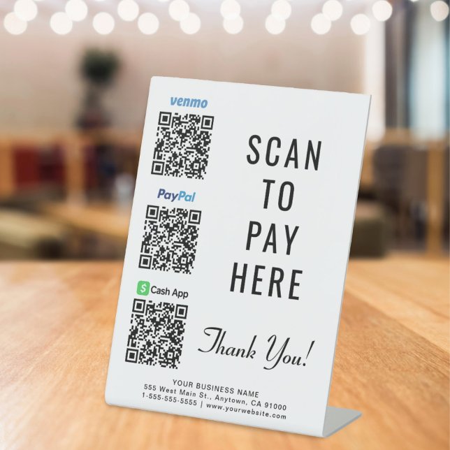 Signe De Table Scanner pour payer les codes QR Paypal Venmo CashA (Créateur téléchargé)