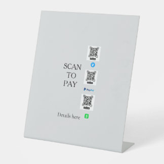 Signe De Table scanner pour payer les détails du code QR venmo ca