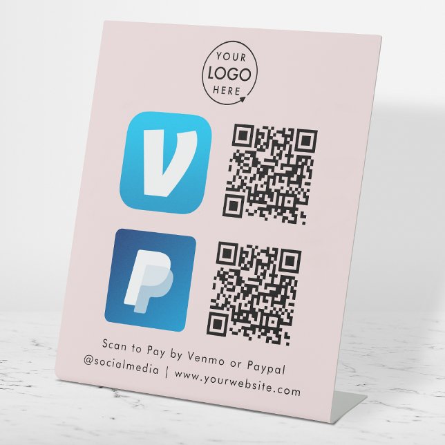 Signe De Table Scanner pour payer | Paiement par code QR Venmo Pa (Versatile digital payment tabletop signs for sales, retail stores, salons, pop-ups, events & more!)