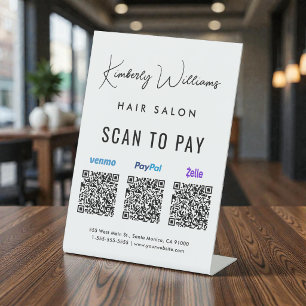 Signe De Table Scanner pour payer Paypal Venmo Zelle Code QR Entr