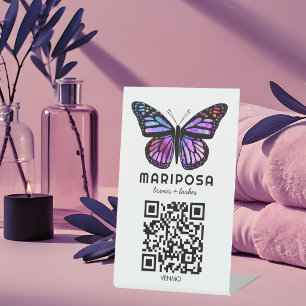 Signe De Table SCANNER POUR PAYER QR Papillon Esthéticienne Salon