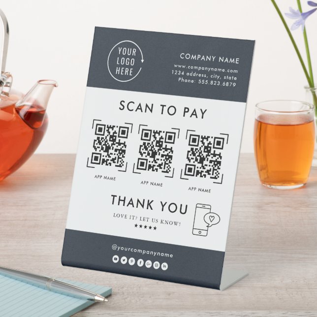 Signe De Table Scannez le code QR pour payer | Logo de l'entrepri (In SItu)