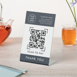 Signe De Table Scannez le code QR pour payer Logo de l'entrepri