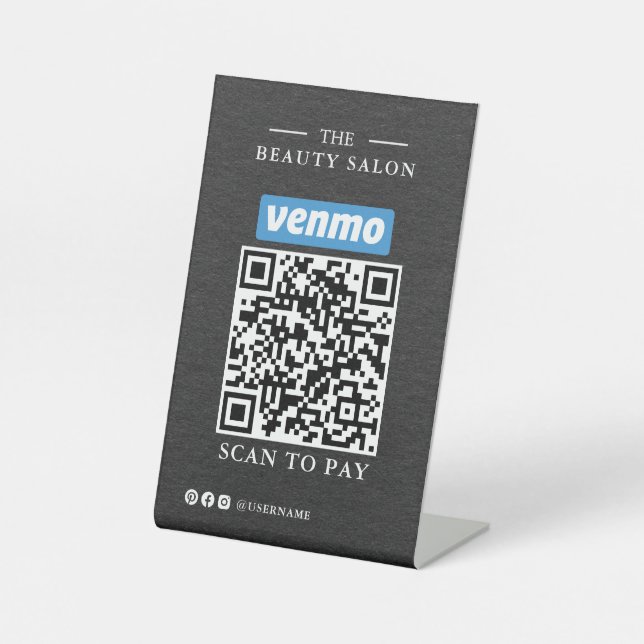 Signe De Table Scannez le code QR unique Charbon foncé pour payer (Recto)