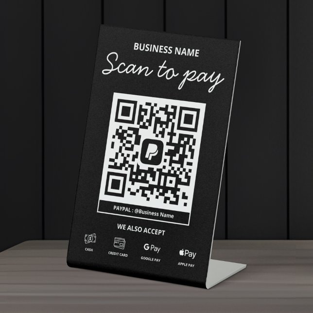 Signe De Table Scannez pour payer Code QR PayPal & Plus (Créateur téléchargé)