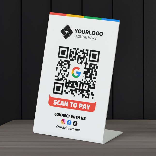 Signe De Table Scannez pour payer Logo Google Pay de paiement par (Créateur téléchargé)