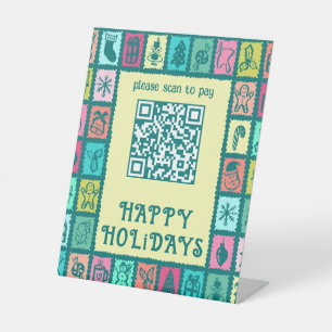 Signe De Table Scannez pour payer QR personnalisé Noël Fantaisist